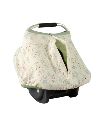 Image of Car Seat Covers for Babies Girl and Boy with 100% Cotton Muslin Material | Baby Carseat Cover Girl and Boy | Adorable Baby Car Seat Cover with Cute Design | Infant Car Seat Cover with Window