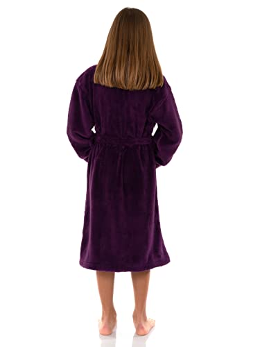 Towelselections Little Girls’ Robe, Kids Plush Shawl Fleece Bathrobe Size 6 Sparkling Grape #TOP1