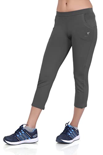 Image of Women Airforce Blue Regular Fit Streachable Capri for Gym, Yoga, Runing, Jogging Activewear Two Sided Pockets Capri (Size XL, 30-32)
