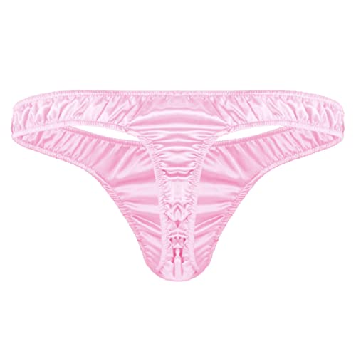 Mens Silky Shiny Satin Ruffled Sissy Bikini Thongs Crossdress Underwear Panties2