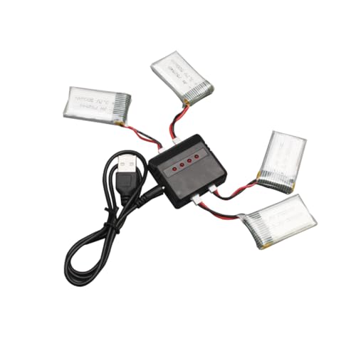 Vaguelly Cargadores De Batería De Polímero De Litio De 4 Piezas De 500 Mah Cargador Syma X5C Batería De Polímero De Litio De 37 V Batería De Polímero De Litio Syma X5C Plateada