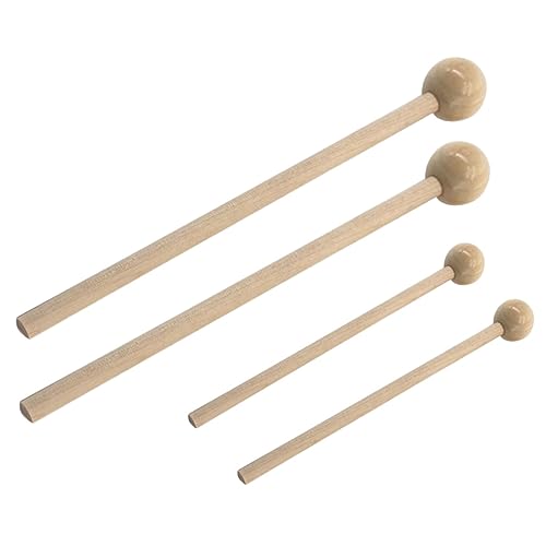 2 pares de baquetas de madera con cabeza redonda para práctica de batería y percusión para Steel Tongue Drum, Glockenspiel, Xilófono y más miniatura 1