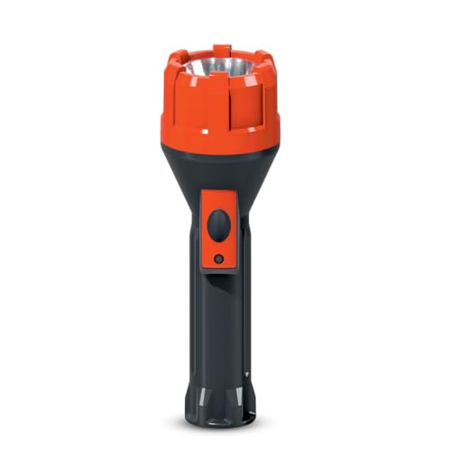 dlight Flare LED Torch, Black & Red Color Handtorch | Rechargeable Emergency Light | ABS Plastic | Flash Light | Dual Mode of Brightness | Li- Ion Battery | Silicon Push Switch | Charging Cable incl.