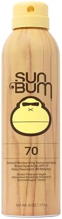 Sun Bum Original SPF 70 Sunscreen Body Spray - Broad Spectrum Moisturizing Sunscreen with Vitamin E - Hawaii 104 Act Compliant (Made without Octinoxate & Oxybenzone) - 6 oz