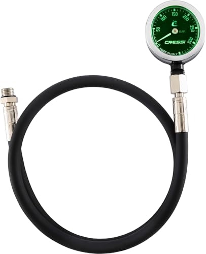 Cressi Vale 300 C Pro Mini SPG W/Hose Black Bar - Mini manómetro con látigo HP, Negro, Talla única, Unisex