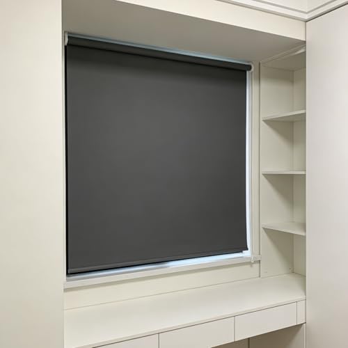 Persiana opaca aislante térmica, 30 x 50 cm, fijación magnética, sin taladrar, ventana para dormitorio y sala de estar, color gris oscuro, bloqueo de luz, eficiencia energética