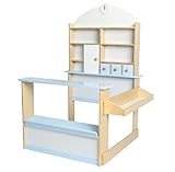 QUALITÄT: Kaufmannsladen Lilly aus Schichtholz Kiefer und MDF-Platten hat eine gute Verarbeitung und eine hohe Standfestigkeit, kindgerechte, dezente Farben sind ansprechend, ohne zu überfordern.