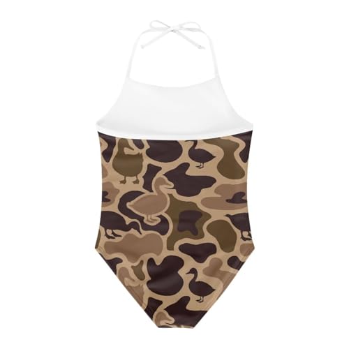 Image of ELEQIN Cartoon Animal Cute Girls One Piece Swimsuit Adjustable Swimwear for 3Y-10Y