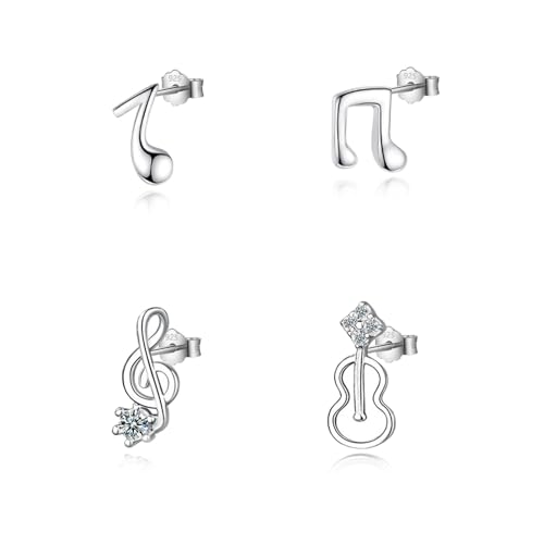 Ya en mundofriki.es: HinDaLi 2 Pares Pendientes Plata de Ley 925 para Mujer Niña Pendiente de Botón Notas Musicales Guitarra Pendientes de Mujer Circonita Pequeños Pendiente de Plata Asimétricos Tragus