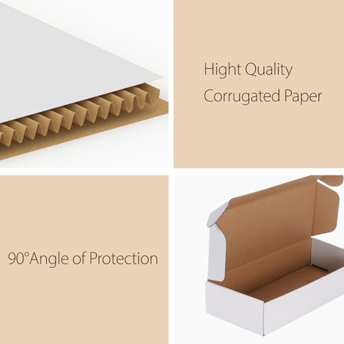 Image of RLAVBL 12x4x2 Small Shipping Boxes Set of 25, White Corrugated Cardboard Box for Packing, Mailing, Business