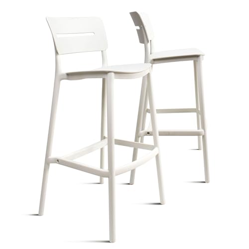 THE SECRET HOME─ Taburete de Polipropileno- Alto. 101 cm x Largo. 48 cm x Ancho. 48 cm ─ Estilo Nórdico ─Varios Modelos (Blanco- Pack de 2ud)