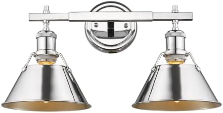 Golden Lighting 3306-BA2 CH Orwell Bath Vanity, Chrome with Chrome Shade