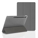 Hama Hülle für Samsung Galaxy Tab S7 FE/S7+/S8+ 31,5 cm 12,4 Zoll (aufklappbares Case für Samsung Tablet, Schutzhülle mit Standfunktion, transparente Rückseite, magnetisches Cover) grau