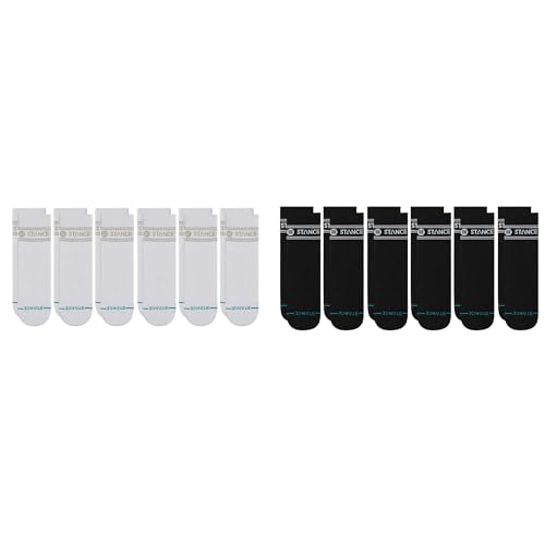 Stance Vital Quarter 12-Pack Socks Bundle for Men and Women, White + Black, Cotton Blend and Comfortable Everyday, Large