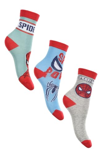 Kids Boys Spiderman Socks Officially Licensed 3 Pack Set (27/30 UK 9-11.5, Spiderman - Pack 2 ET0615)