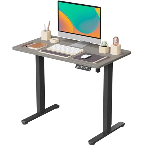 Image of JOY worker Small Electric Standing Desk, 35 inch x 20 inch Whole Piece Height Adjustable Desk with Memory Controller, Grey Sit to Stand Desk Workstation for Home Office
