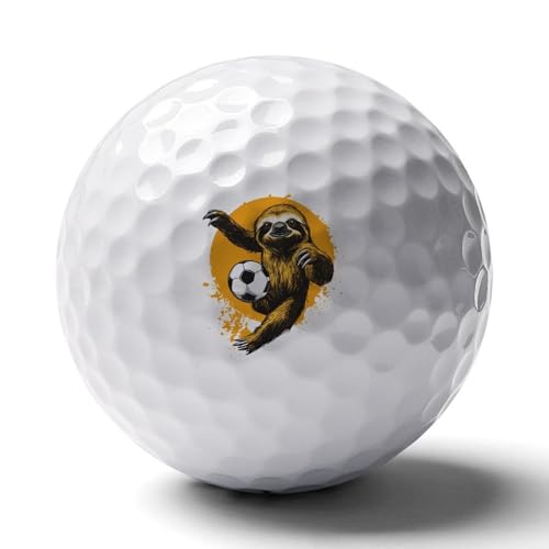 Sloth Soccer Player Personalized Golf Balls Funny Long Distance Practice Golf Ball for Men Women Backyard