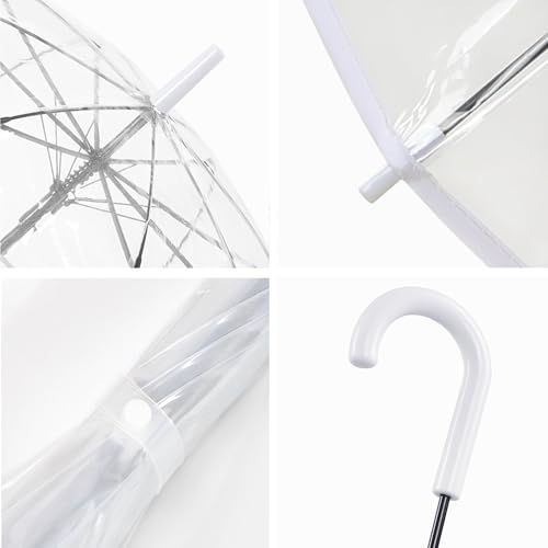 Clear Bubble Umbrella,Large Rainproof Canopy,Clear Umbrellas for Rain Adult,Umbrellas for Rain,Perfect for Weddings, Graduation and Outdoor Events - Automatic Open(Clear-White) - Image 4