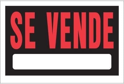 Hillman 839960 Se Vende - Letrero español con espacio para rellenar, plástico negro y rojo, 8 x 12 pulgadas, 1 letrero