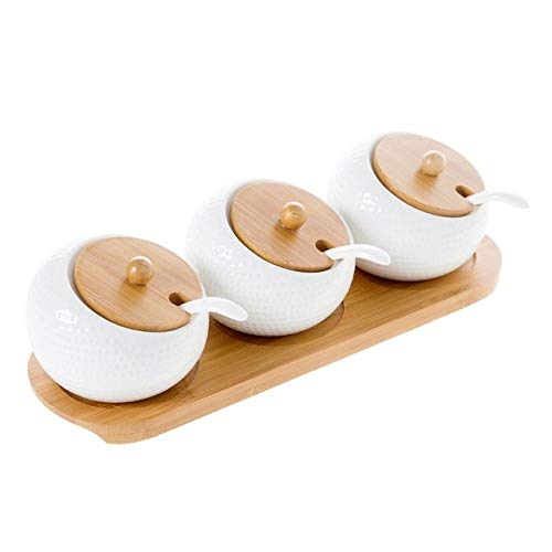 TBLOTYD 3Pcs/Set Ceramic Seasoning Box Can Seasoning Box Salt Pepper Container Seasoning Organizer Condiment Boxes Kitchen Pottery Cruet