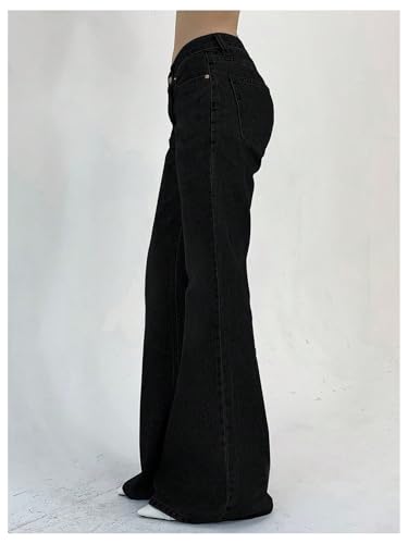 MakeMeChic Women's Bell Bottom Jeans Trendy Low Waist Flare Leggings Y2k Bootcut Denim Pants with Pockets3