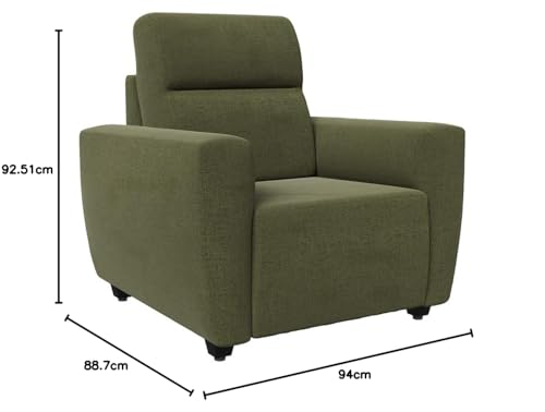 Image of Wakefit Sofa Set | 3 Year Warranty | Sofa 1 Seater, 1 Seater Sofa for Living Room, Wooden Sofa Set, Sofa Set Single Seater - Belize(Reflection : Green)