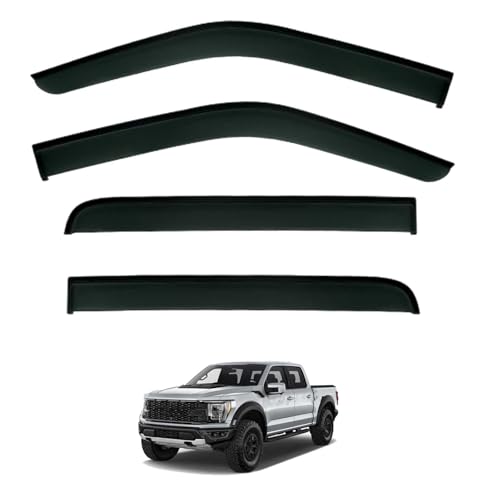 Déflecteurs de Vitre pour Ford Raptor F150 MK3-P702 2021-2025, Pare-Pluie Anti-Vent Anti-Insecte Kit Adhésif pour Vitres Latérales de Voiture