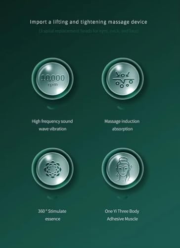 Image of 2 in 1 Electric Face Massager for Glowing Skin, Anti-Aging Vibration Facial Massager for Face, Neck, and Eyes - Face Slimming and Uplift Wand, Skin Lift Device, Face Sculpting Tool, Multifunctional Face Exercise Tool, Skincare & Beauty Device - Green
