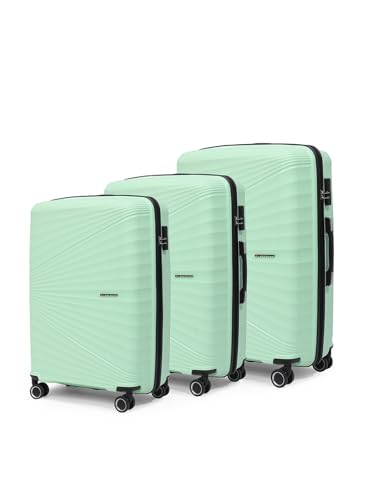 Image of Move-Meant Travel Crew Small, Medium & Large 55, 66 & 75 Cm Suitcase 8 Wheels Number Lock Poly Carbonate HPS Green Trolley Bag for Men & Women | 360 Degree Wheeling System Luggage