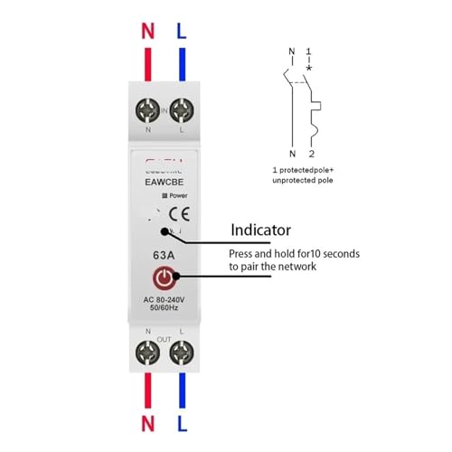 Interruptor de relé tiempo EAWCBE 1P+N 32A para ahorrar luz apagando equipos a distancia 3