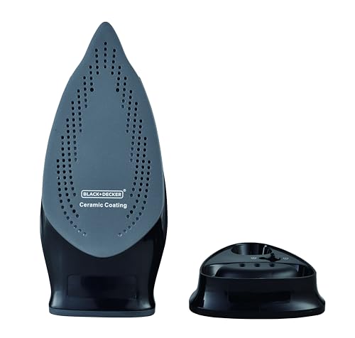 Image of Black+Decker Cordless Steam Iron,2200W,Quick Wrinkle-Free Ironing,Ceramic Sole,Powerful 30gm /min steam output|350 ml water tank|Anti-Calc,Anti-Drip & Auto Shut Off|2 Yr warranty(Black)