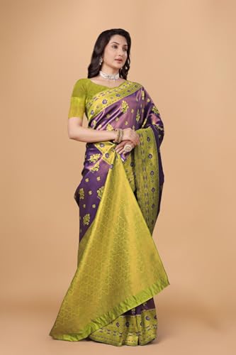 Image of Traditional Banarasi Silk 5.50 Meter Saree With 0.8 Meter Unstitched Blouse Piece For Wedding, Family Function, Festival And Special Occasion