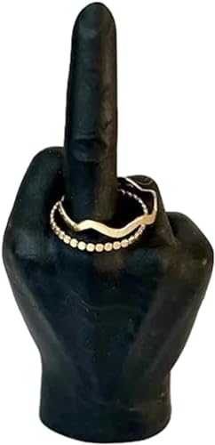 Fadaing Middle Finger Ring Holder, supporto per anello medio, divertente statua del dito medio, scultura da tavolo, supporto per gioielli a mano (1)