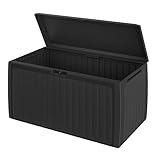 Casaria® Gartenbox Auflagenbox abschließbar Anthrazit 290L UV-beständig Haltegriffe Rollen Verschlussvorrichtung Balkon Garten Kissenbox Aufbewahrungsbox 117x47cm Wetterfest Paneelstruktrur