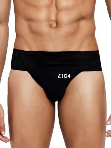 IC4 Men's Cotton Gym Supporter (Pack of 1) (3B201_Black_XL)