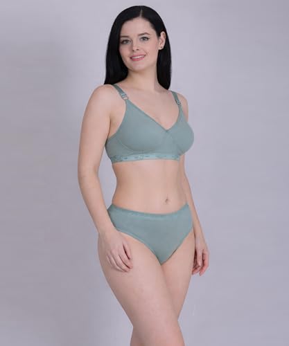 Image of Pack of 3 Padded T-Shirt Bra & Panty Set for Women & Girls | Non-Wired Comfortable Lingerie Set | Soft Everyday Innerwear with Matching Hipster Panty