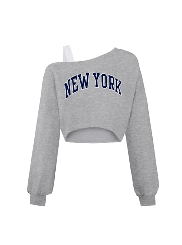 Ecolala Schulterfreies Sweatshirt für Mädchen, asymmetrisch,...