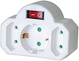 Enchufe múltiple con 1 toma de tierra, 2 tomas Euro, ladrón enchufes con interruptor iluminado de encendido/apagado