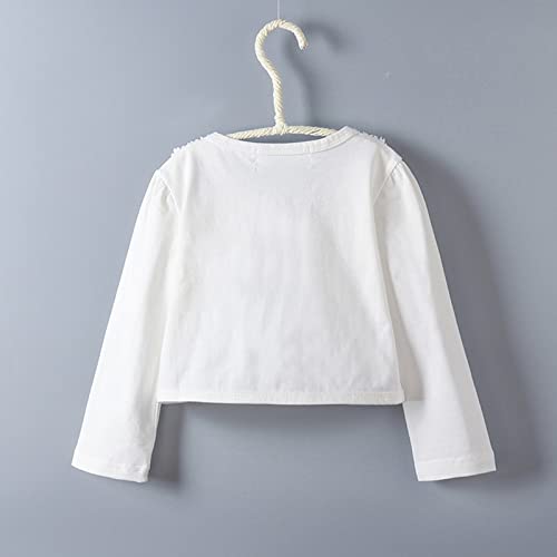 Cotton Cardigan for Toddler Girls Cute Long Sleeve Lace Princess Shawl Tops Soft Comfy Solid Cardigan Coat 2-9 Years3