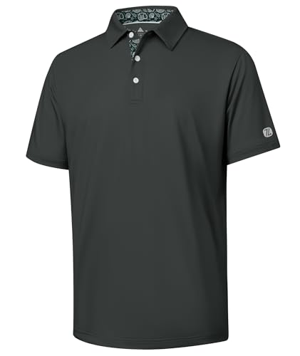 Image of ZITY Golf Shirts for Men Short Sleeve Moisture Wicking Solid Performance Designed Print Collared Casual Polo Shirt