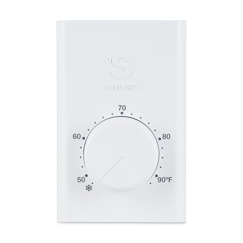 Stelpro Single Pole Line Voltage Thermostat, Mechanical 240 Volts, Compatible with Most Heating Products (Electric Baseboards, Wall Fan Heaters or Commercial Fan-Forced Heaters), (SWT1F) White