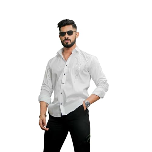 Image of Foomer Stylish Men Club Wear Satin Cotton Shirt | Regular Fit Full Sleeve Shirt for Mens & Boys | Lightweight & Breathable | Shirts for Office, Casual, Party | Available Sizes S to 2XL
