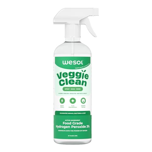 Image of Wesol Vegetable and Fruit Wash Liquid with 3% Food Grade Hydrogen Peroxide 500 ml Removes Pesticides & 99. 9% Germs Virus and Wax and Safe to Use
