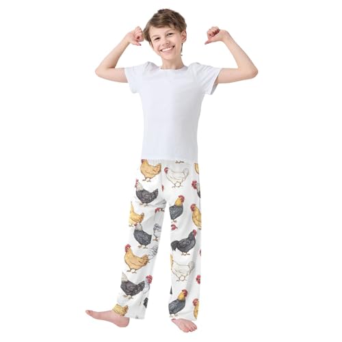 ZZXXB Roosters Boys Long Pants Soft Trousers Elastic Waist Kids Lounge Bottoms with Pockets S-XL2