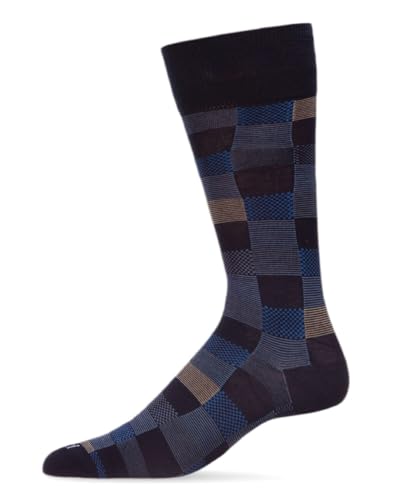 MeMoi Men's Checkerboard Plaid Rayon Dress Crew Socks