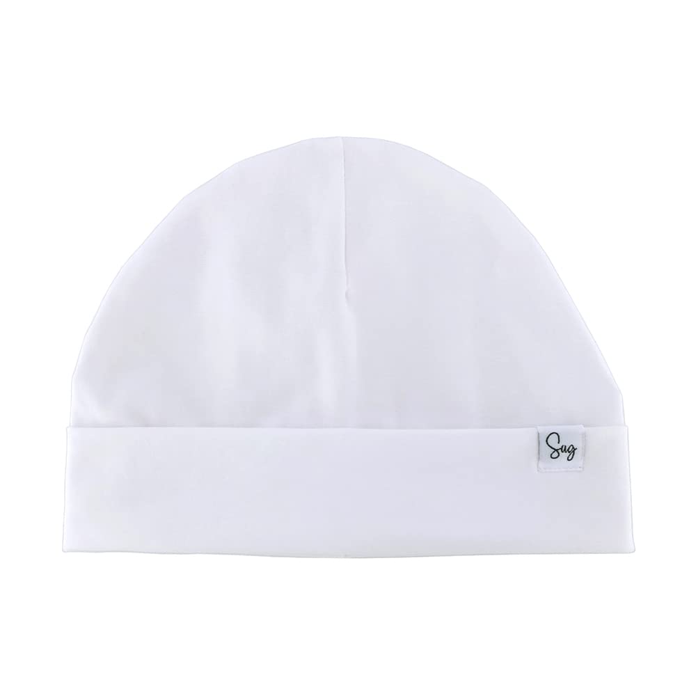 Sugarmelon Lightweight Jersey Beanie Hat for Newborn Baby Boys Girls Silky Satin Lined Hats Bonnet Toddler Infant Little Kids Beanies Caps (0-6M,Orig White)