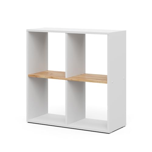 Vicco Raumteiler Tetra, Weiß/Goldkraft Eiche, 72 x 72.6 cm