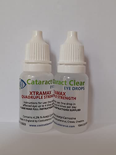 Cataract Clear 2 X 10Ml (0.35 Fl Oz) Bottles Of Holistic, Additive And Chemical Free Eye Drops For People Pets With Cataracts. 4.2% N-Acetyl-Carnosine. Four Times As Strong Most Similar Products. #TOP2