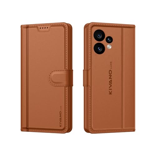 Image of KIVANO LUXE Compatible for CMF by Nothing Phone 2 Pro 5G Luxury Handmade Leather Magnetic Flip Folio Case | Card Holder & Kickstand | Slim Protective Cover | Unisex - Brown