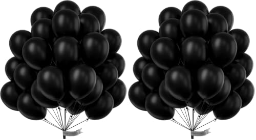 Image of PartyWoo Black Balloons 50pcs Matte Latex Helium Balloons 12 Inch (Pack of 2)